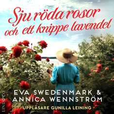Sju röda rosor och ett knippe lavendel